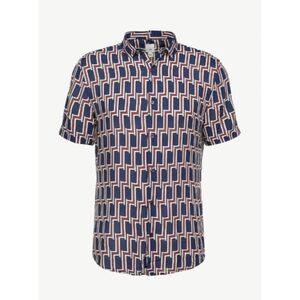 River Island Geometric Print Button Down Short Sleeve Shirt Top